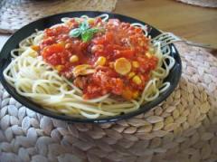 Spaghete(spaghetti) de post cu porumb si ciuperci 1 Spaghete(spaghetti) de post cu porumb si ciuperci 1